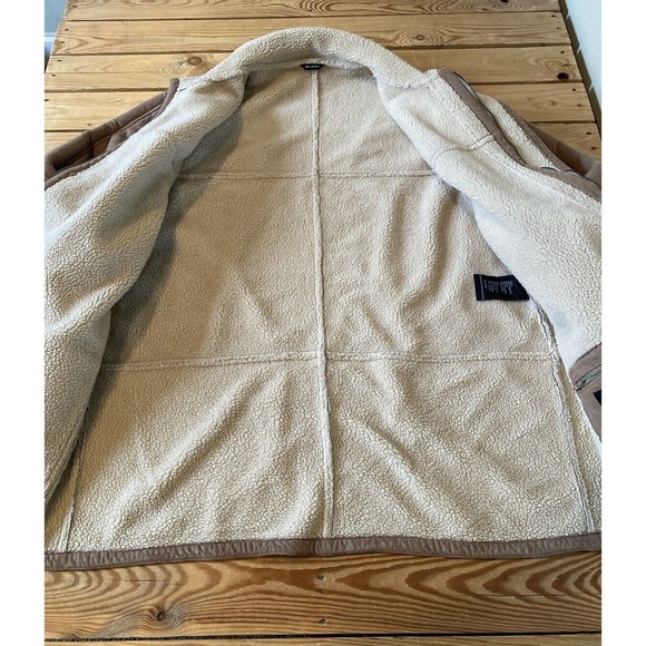 Vintage Utex Design Suede Sherpa Lined Coat Size Large Women’s Beige - Picture 6 of 9